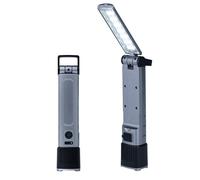 Mcbazel Luz de Trabajo LED Recargable, Linterna de Taller COB Magnética con Zoom, 6 Modos Base Plegable 210° y Gancho Foco LED Portátil para Mecánico, Garaje, Camping y Emergencias - Plata