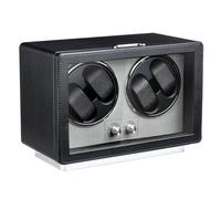 Mcbazel Reloj Automático con 4 Relojes, Caja Rectangular de Cuero PU con Dos Esferas de Reloj, Motor Silencioso con 4 Modos con Luz LED, USB-C Caja Automática para Relojes - Negro