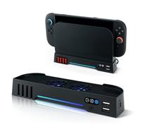 Mcbazel RGB Ventilador de Enfriamiento para Nintendo Switch 2 Dock, Ajustable 3 Velocidades Soporte con Luces RGB para Almacenamiento de Tarjetas de Juego con Puertos Carga par Switch 2 Consola