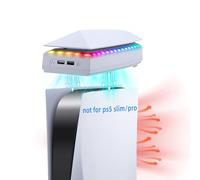 Mcbazel RGB Ventilador de Enfriamiento Superior para PS5 CFI-1016 y 1116AB, Accesorios de Refrigeración Ajustable 3 Velocidades Cubierta Antipolvo para PlayStation 5 -Blanco(No para PS5 Slim/Pro)