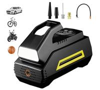 Mcbazel Ruedas Coche Hinchador Electrico Cilindro para Neumáticos de Coche con Pantalla Digital PSI/BAR/KPA/KG/CM², Parada Automática con 4 Boquillas Luz LED para Coches, Bicicletas,Camping,Deportes