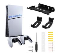 Mcbazel Soporte de Pared para PS5 Slim con 2 Ganchos para Controlador de PS5, Material de Acero metálico, Accesorio Duradero para PlayStation 5 Slim Disc/Digital Edition (no para PS5/PS5 Pro)