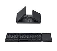 Mcbazel Teclado inalámbrico plegable con teclado táctil para Tableta/Teléfono/PC, teclado portátil recargable soporta múltiples dispositivos/iOS/Android/MacOS/Windows-Negro (Diseño de EE. UU.)
