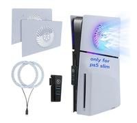 Mcbazel Tira de LED RGB con Placa Frontal de Reemplazo y Agujero de Refrigeración, Set de Accesorios con Hub USB para PS5 Slim Edición Disco/Digital - Blanco(No para PS5/PS5 Pro)