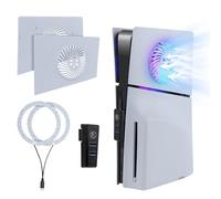 Mcbazel Tira de LED RGB con Placa Frontal de Reemplazo y Agujero de Refrigeración, Set de Accesorios con Hub USB para PS5 Slim Edición Disco/Digital - Blanco(No para PS5/PS5 Pro)