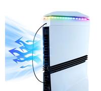 Mcbazel Ventilador Superior para PS5 Pro, Base de Refrigeración Superior Luz RGB DIY con Función de Memoria, Puerto USB Accesorios Protectores para Carga/Transferencia para PS5 Pro - Blanco