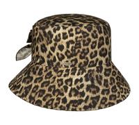McBURN Cavora Leo Floppy Hat Mujer - Hecho en Italia Tela de Algodón Verano con Forro Primavera-Verano Primavera, beige-negro, Talla única