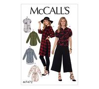 MCCALL 's Patterns MCCALL' s Pattern 7472 E5, de Costura para Camisas, túnicas y cinturón, tamaños 14 - 22, Multi Color