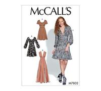 McCall's M7802E5 Women's Open Neckline Dress Sewing Patterns, Sizes 14-22 M7802, McCalls, MCCALL, Patrón de Costura, Plantilla, Papel Pañuelo, Blanco, 14-16-18-20-22