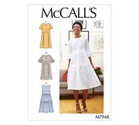 McCall's M7948E5 Women's Knee Length Pleated Dress Sewing Patterns, Sizes 14-22 McCalls-M7948E5-Vestidos para Mujer, Papel, Blanco, 14, 16, 18, 20, 22