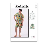 MCCALLS M8486AA - Patrones de costura para camisas y pantalones cortos para hombre (tallas 34, 36, 38, 40 y 42)
