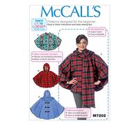 McCall's Patterns 7202 Y,Ponchos de señora,Tallas XSM(4-6)-SML(8-10)-Med(12-14), Y (XS-S-M) US