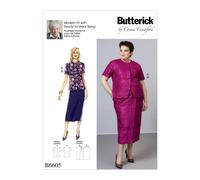 McCall's Patterns BUT 6605 CASUAL Butterick B6605 XS-XL/12-20 Patrn de costura para mujer estilo chaqueta blusa de manga corta y falda envolvent