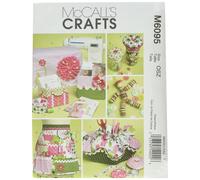 McCall's Patterns M6095 - Funda para mquina de coser, delantal, cajas de patrones, organizador de contenedores, alfileres y mueco con botones,