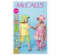 McCall's Patterns M6495 Tops para nios pequeos, pantalones cortos, pantalones y sombreros, talla CF (4-5-6)