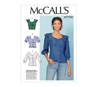 McCall's Patterns M7900E5 - Blusa de coser para mujer, manga corta 3/4, tallas 42 a 22