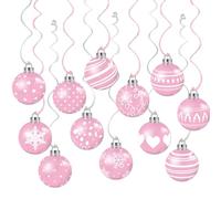 Mcclellanty 24 Bolas Navideñas Rosas para Colgar, Decoración para Fiestas Navideñas, Adornos para Colgar en el Árbol de Navidad