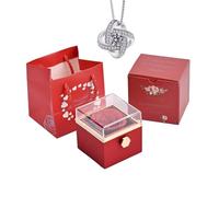 Mcclellanty Caja de rosa eterna con grabado de collar y rosa, collar personalizado para novia