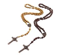 Mcclellanty Collar de Rosario de Madera Hecho a Mano, Collares con Colgante CatóLico para Hombres y Mujeres, JoyeríA, OracióN Cristiana, Regalo Religioso