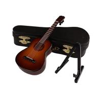 Mcclellanty E-Guitarra en Miniatura de Madera con Soporte y Estuche Mini Instrumento Musical Modelo de Casa de MuñEcas en Miniatura DecoracióN del Hogar