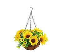 Mcclellanty - Flores artificiales para colgar en una cesta para decoración de jardín de césped de patio para decoración de exterior e interior, color amarillo