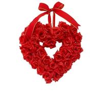 Mcclellanty Guirnalda Floral Colgante para Decoración del Día de San Valentín, 40 cm, Guirnalda de Flores Rojas con Pajarita Decorativa para la Entrada