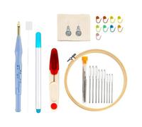 Mcclellanty Kits de Bordado de Aguja Perforadora de 18 Piezas, Herramienta de Aguja Perforadora Ajustable, Manualidades DIY para Principiantes para Adultos, DecoracióN