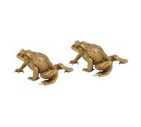 Mcclellanty - Lote de 2 piezas para Feng Shui (cobre, bolsillo, plata, rana, latón, sapo, figurina, pieza china, metal, artesanía, decantador de regalo