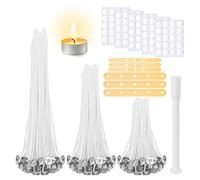 Mcclellanty Mechas para Velas para Hacer Velas, Pegatinas para Mechas de Velas, Dispositivo de Centrado de Mechas de Madera para Velas, Mechas de Algodón Preencerado