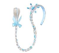 Mcclellanty Pelucas de Vestir de Princesa, Peluca Larga Trenzada de Princesa, Diademas para NiñAs, Tocado de Peluca de Princesa de Cosplay Azul