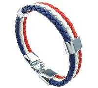 Mcclellanty Pulsera de joyeria, Brazalete de Bandera Francesa, de aleacion de, para Hombres Mujeres, Azul Rojo, (Anchura 14 mm, Longitud 23 cm)