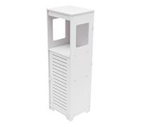 MccoMMon Mueble de baño, armario de baño estrecho de 28 x 25 x 90 cm, armario de pie con cajón y puerta, para baño, salón, comedor, cocina, color blanco