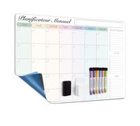 MCCORL 60 x 40 cm Calendrier Adhesif Tableau Blanc Planning Mural, Planificateur Mensuel/Semainer effaçable parfait pour Planification des Tâches- en Français