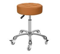 McDooFly Taburete ajustable resistente - Taburetes con ruedas giratorias de bloqueo - Taburetes giratorios sin respaldo para salón de belleza, spa, hogar, cocina, oficina, tienda, masaje (camello,