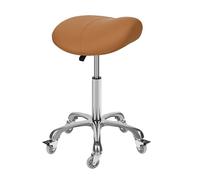 McDooFly Taburete ergonómico con ruedas, silla de montar profesional, resistente, ajustable, giratorio, hidráulico, para masaje, peluquería, salón, tatuaje, oficina (sin respaldo, camello)