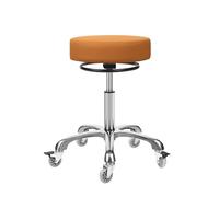 McDooFly Taburetes redondos con ruedas, taburete giratorio ajustable de 400 libras, taburete rodante resistente, cojín de asiento de cuero, taburete de escritorio para cocina, mostrador, tienda, salón