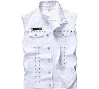 Mcdslrgo - Chaleco vaquero punk para hombre, sin mangas, con remaches