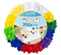 MCE-Commerce A29903 - Pompones de colores para manualidades, 200 unidades, 10 mm - 45 mm