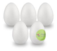 MCE-Commerce A331005 - Juego de 5 Huevos de poliestireno (10 cm), Color Blanco