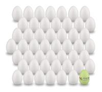 MCE-Commerce A336050-2 - Juego de 50 huevos de poliestireno (6 cm, 50 unidades), color blanco