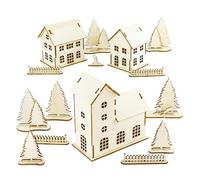 MCE-Commerce A550254 - Juego de farolillos Decorativos (Madera, 14 x 12 x 5,6 cm), Color Natural