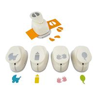 MCE-Commerce A689935 - Juego de troqueladores para recién nacidos (5 diseños, patas de 2,54 cm, botella, cochecito, manos, globo, plástico, blanco)