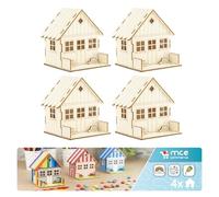 MCE-Commerce Casas - Juego de Manualidades de Madera para niños (4 Unidades)