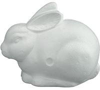 MCE-Commerce Conejo de poliestireno Sentado 70 x 100 x 105 mm, Blanco, 70x100x105 mm