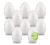 MCE-Commerce Huevos de poliestireno de 8 cm, 10 Unidades, para Manualidades y decoración de Pascua, Espuma, Blanco