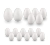 MCE-Commerce Juego de 17 Huevos de poliestireno de 6, 8, 10 cm, para Manualidades y decoración de Pascua, Espuma, Jardín Blanco/Opulento, 6 cm, 8cm, 10cm