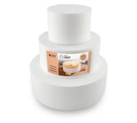 MCE-Commerce Juego de 3 pisos para tartas de poliestireno, 7 cm, 10 cm, 15 cm, 20 cm de altura, EPS, Blanco, 10cm 15cm 20cm