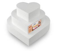 MCE-Commerce Juego de Tartas de poliestireno con Forma de corazón, 3 Pisos, 5 cm, 10 cm, 15 cm, 20 cm de Altura, Blanco, 20x20x15cm