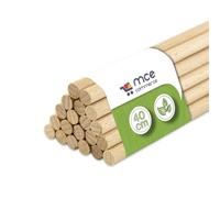 MCE-Commerce Varillas Redondas de Madera de Haya Natural, diámetro de 8 mm, Longitud de 40 cm, 20 Unidades, modelismo, Manualidades, Naturaleza, 8mm x 40cm