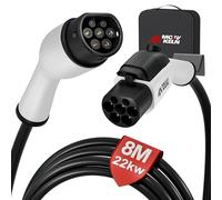 MCEVKELN Alargador para Cable De Carga Vehículo Eléctrico Tipo 2 22 kW | 32 A 3 Fases, Cable Alargador De 8m con Candado para Coche Híbrido Y Eléctrico IEC 62196-2, Cable Alargador De Carga Tipo 2
